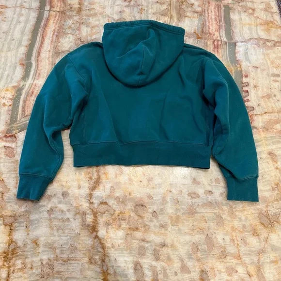 TNA Aritzia Womens Perfect Full Zip Crop Hoodie Teal Green Cozy Sweatfleece S - Picture 3 of 6